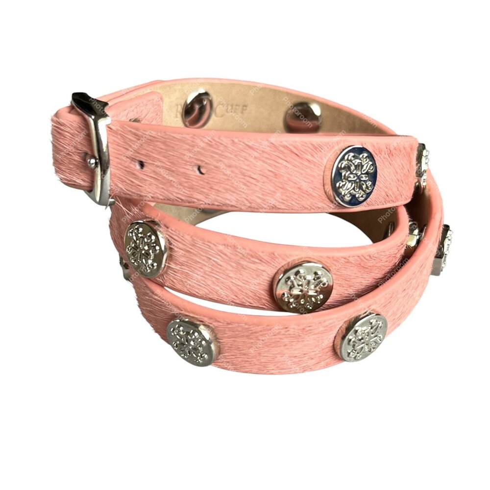 Rustic Cuff TRIPLE Wrap Calfhair Soft Peach/Pink Color Logo Bracelet NWOT